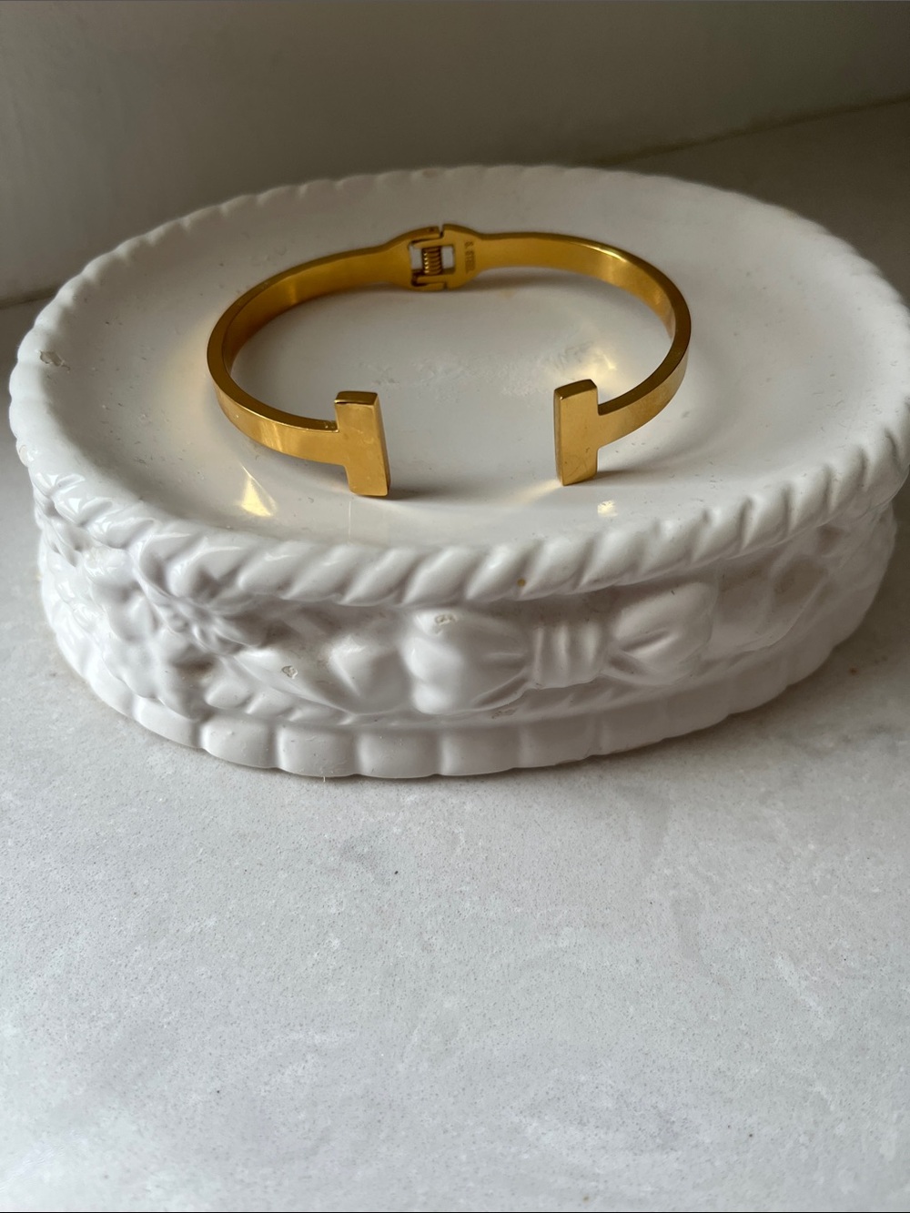 Open T-Bar Cuff Bracelet - Sleek Goldtone Bracelet